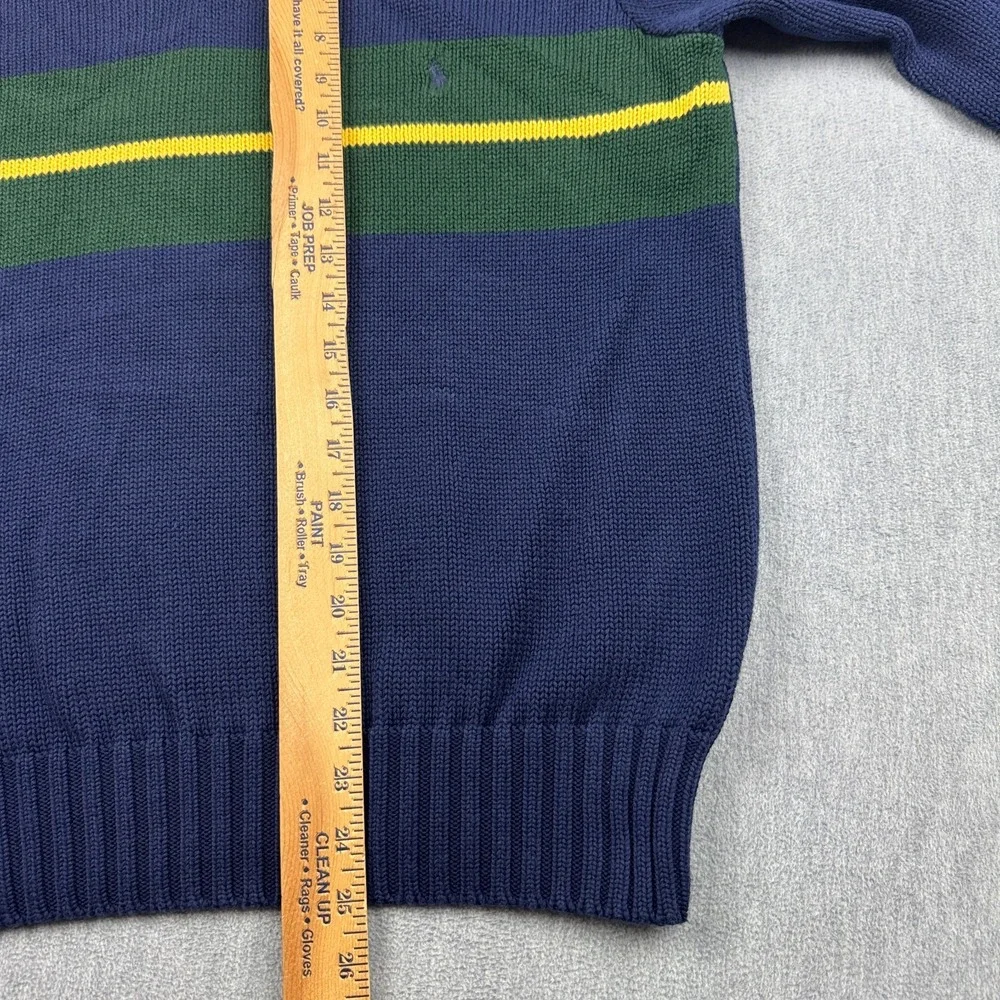 Vintage Polo Ralph Lauren Sweater Mens Medium Blue V Neck‎ Pullover Cotton Knit